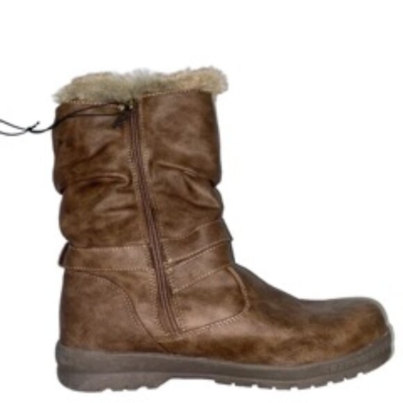 Totes 2A20-307-4A Women's Waterproof Winter Rain Snow Boot Brown Size 10 - Picture 3 of 4